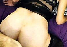 Skinny Milf Wife in Lingerie Stockings Begs for Rough Homemade POV Anal Pounding