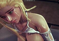 Blonde lingerie whipping then hard fuck game