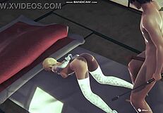 Blonde lingerie whipping then hard fuck game