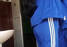 schoolgirl caught in bathroom doggystyle with classmate's thick cock