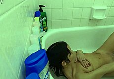 Skinny Asian Slut Chokes on Cock Deepthroat Gagging Poolside Hardcore Blowjob