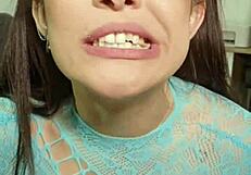 mmm my big ass brunette plays with junk food spitting on pigtails 😜🍔