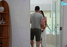 whoa check out this big natural tits latina with huge boobs banging her roommate's bf 😍🍆