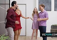 Holy Fuck! Blonde Latina Milfs Deepthroat Blowjob In Wild Swingers Foursome