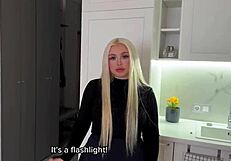 Young 18+ Stocking Landlady Fucks for Rent Money After Long Drought