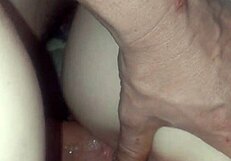 Tight girlfriend bends over with buttplug, squirting as boyfriend fucks her doggystyle hard