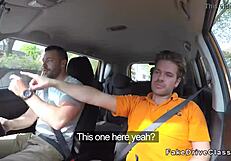 my mate's blonde big tits get banged hard by fake driving instructor
