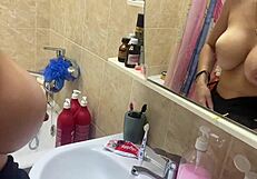 fuck! spying on stepsister's big tits showering