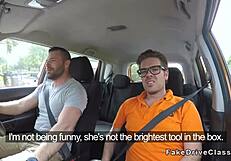 my mate's blonde big tits get banged hard by fake driving instructor