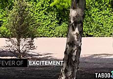 Petite brunette ALYSSA BOUNTY in stockings takes outdoor monster cock deep in bubble butt anal