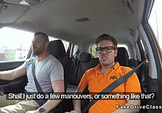 my mate's blonde big tits get banged hard by fake driving instructor