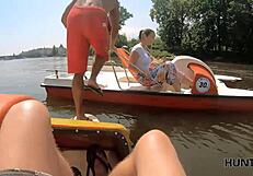 Hunt4k. Curvy chick with juicy tits fucks stranger as boyfriend watches...