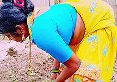 Village Maid's Big Tits Bounced Outdoors by Land Owner's Dirty Telugu Talk