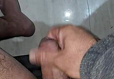 he strokes his tiny cock watching it heat up and explode with cum in solo masturbation frenzy
