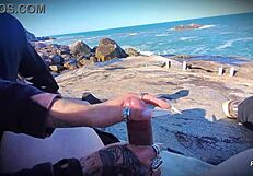 mar e masturbacao outside pov handjob leads to massive cumshot