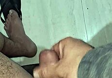 he strokes his tiny cock watching it heat up and explode with cum in solo masturbation frenzy