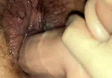 hairy bbw milf spreads wide for deep fisting till she squirts wildly