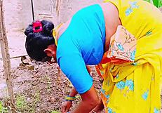 Village Maid's Big Tits Bounced Outdoors by Land Owner's Dirty Telugu Talk