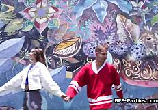 bikini girlfriends turn day off into interracial cock party frenzy