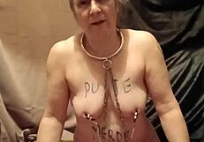 french maid slave bound humiliated pisses during belt session outdoors