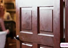 sexy blonde slowly grinds her wet pussy on petite brunette neighbor's face hungry licks