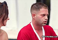 bikini girlfriends turn day off into interracial cock party frenzy