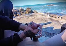 mar e masturbacao outside pov handjob leads to massive cumshot