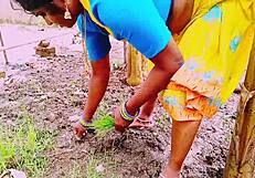 Village Maid's Big Tits Bounced Outdoors by Land Owner's Dirty Telugu Talk