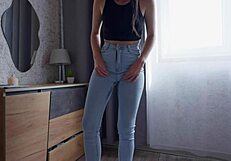 oh god she's crying in desperation peeing her jeans and panties right next door real teen neighbor accident!!