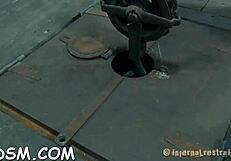 Bound beauty endures electric sadomasochism shocking her tight shaved pussy during hardcore punishment