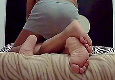 Skinny latina housewife screaming legs spread in cute dress close up