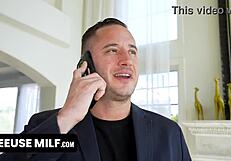 milf offers deepthroat comfort on sofa with big tits bouncing wildly