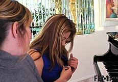 step sister laps at the tutor's dripping wet pussy