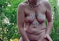 Chatting about that outdoor forest slave play with milf flashing and toys