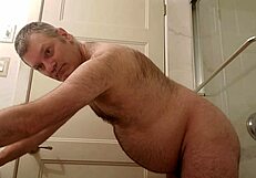 nude martin lavallée rams dildo up his ass in bathroom