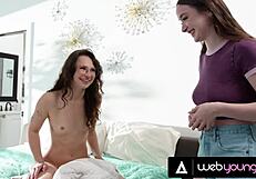 Horny petite liz jordan caught humping pillow in hazel moore's dorm gets fingered and face fucked