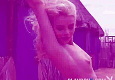 check out this tiny blonde teen playboy model stripping her petite body outdoors!