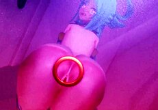 Aqua sucks gloryhole cocks through the wall nonstop