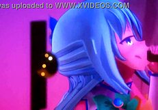 Aqua sucks gloryhole cocks through the wall nonstop