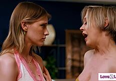 hey check out this big tits cougar stepmom tonguing her teen stepdaughter's smooth pussy