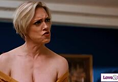 hey check out this big tits cougar stepmom tonguing her teen stepdaughter's smooth pussy