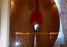 Hey, watch this juicy ass girl spread pussy shower fun with pink dildo...