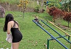 naughty big ass latina stepsis risks outdoor fuck bent over with huge cock