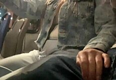 flashing monster cock on public bus gets mexican slut handjob ride