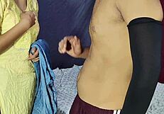 Indian girlfriend in kurta salwar kisses boyfriend with armpit licking and oiled domination sex