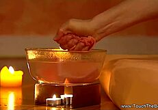 Brunette milf's erotic handjob massage feels exotic and relaxing