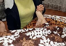 stepsister leg massage hides my secret blanket masturbation tease