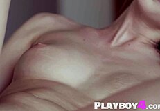 petite brunette babe kay jay poses in lingerie showing natural body