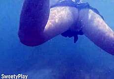 swimming underwater after creampie cum deep in juicy milf pussy!