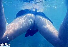 swimming underwater after creampie cum deep in juicy milf pussy!